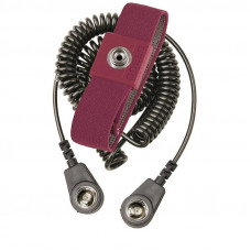 Desco Europe 229989 Elastic Adjustable Red Wrist Strap with 2M Black Coiled Cord, 10mm Socket