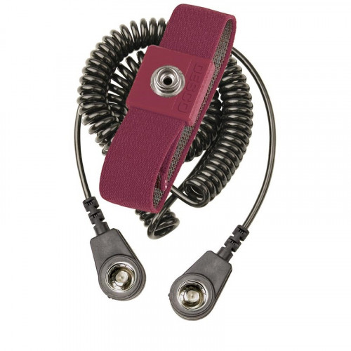 Desco Europe 229989 Elastic Adjustable Red Wrist Strap with 2M Black Coiled Cord, 10mm Socket Desco Europe 229989 Elastic Adjustable Red Wrist Strap with 2M Black Coiled Cord, 10mm Socket
