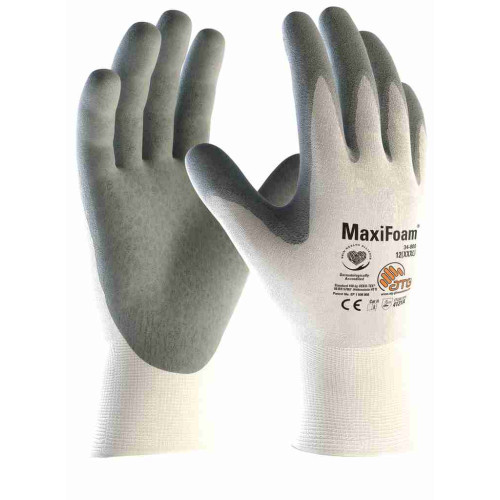 ATG 34-800 MaxiFoam® Glove (12 pairs pack), White/Grey ATG 34-800 MaxiFoam® Glove (12 pairs pack), White/Grey