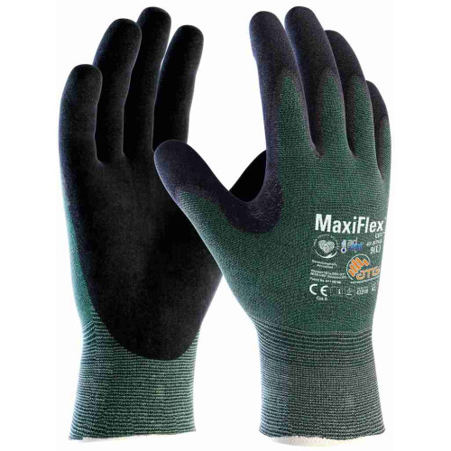 ATG 42-8743 Guanto anti taglio MaxiFlex® Cut™ con AD-APT® (pacco da 12 paia), Verde/Nero