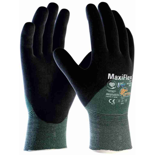ATG 42-8753 MaxiFlex® Cut™ Cut Resistant Glove with AD-APT® ¾ coating (Pack of 12 Pairs), Green/Black ATG 42-8753 MaxiFlex® Cut™ Cut Resistant Glove with AD-APT® ¾ coating (Pack of 12 Pairs), Green/Black