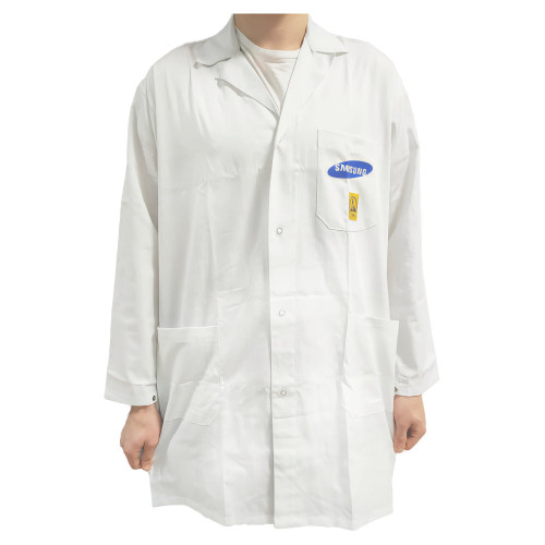 BF000802S-M ESD Lab White Coat with SAMSUNG logo, size M BF000802S-M ESD Lab White Coat with SAMSUNG logo, size M