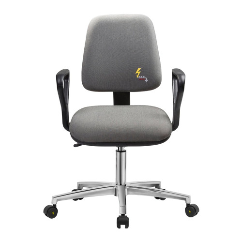 G210 ESD chair 420-550mm with fixed armrests and castors