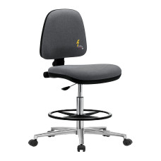 Antistatic swivel laboratory stool, with adjustable footrest and castors