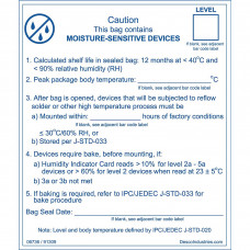 Desco Europe 06736 LABEL, MOISTURE BARRIER BAG, IPC/JEDEC J-STD 020, ROLL 100