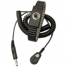 Desco Europe 229625 WRIST STRAP, METAL, ADJUSTABLE, 2M COIL CORD, 10MM SNAP