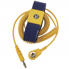 Desco Europe 229775 WRIST STRAP,ADJUST,ELASTIC, DK BLUE,2M YEL CORD 4MM/4MM PLUG