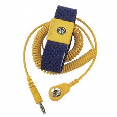 Desco Europe 229986 Wrist Strap, Adjust, Elastic, DK Blue, 2m Yel Cord 4mm/4mm Plug