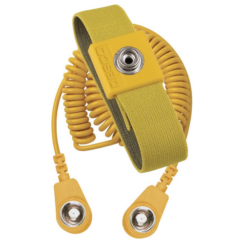 Desco Europe 229990 Elastic Adjustable Yellow Wrist Strap with 2m Yellow Coiled Cord, 10mm Socket/10mm Socket Desco Europe 229990 Elastic Adjustable Yellow Wrist Strap with 2m Yellow Coiled Cord, 10mm Socket/10mm Socket