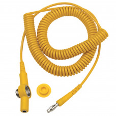Desco Europe 230150 CORD, COILED, 3M, YELLOW, 7MM/ 10MM SOCKETS, 4MM BANANA PLUG