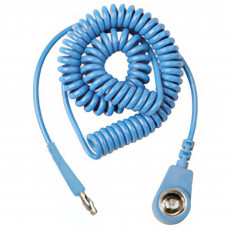 Desco Europe 230195 CORD, COILED, 2M, 10MM SOCKET/ 4MM PLUG, BLUE, 0 MEG