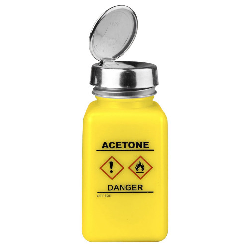 Desco Europe 35254 ONE-TOUCH, HDPE DURASTATIC, YELLOW BOTTLE, GHS LABEL, ACETONE PRINTED, 6 OZ (180 ML)