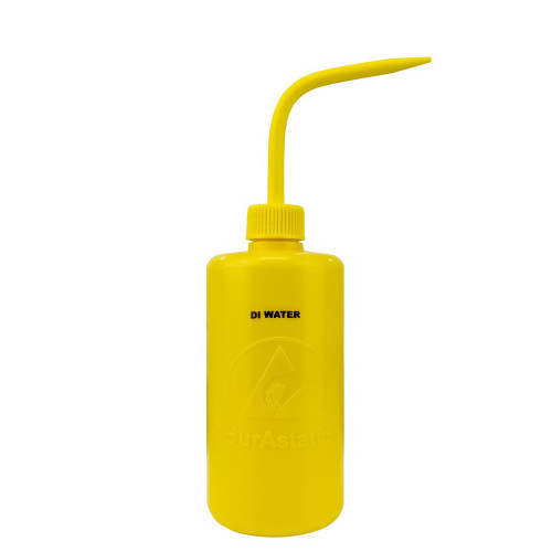 Desco Europe 35794 YELLOW WASH BOTTLE, 16 OZ (475 ML), DURASTATIC, PRINTED 'DI WATER'