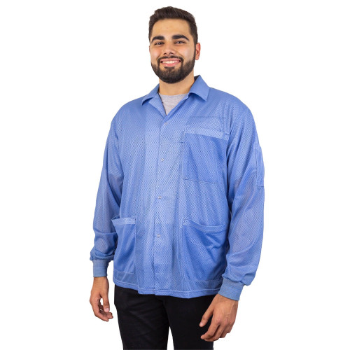 Desco Europe 221421 SMOCK, STATSHIELD, JACKET, CUFFS, BLUE, MEDIUM