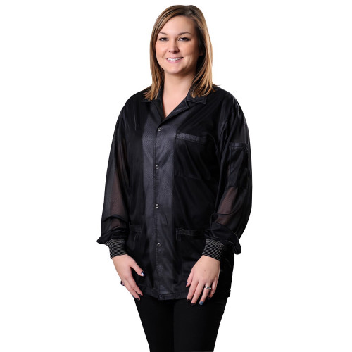 Desco Europe 221431 SMOCK, STATSHIELD, JACKET, KNITTED CUFFS, BLACK, SMALL Desco Europe 221431 SMOCK, STATSHIELD, JACKET, KNITTED CUFFS, BLACK, SMALL