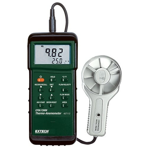Extech 407113 Heavy Duty CFM Metal Vane Anemometer Extech 407113 Heavy Duty CFM Metal Vane Anemometer