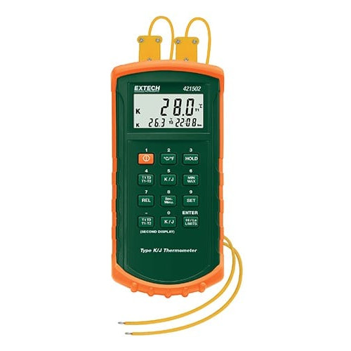 Extech 421502 Type J/K, Dual Input Thermometer with Alarm Extech 421502 Type J/K, Dual Input Thermometer with Alarm