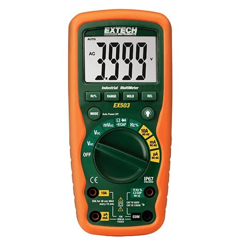 Extech EX503-NIST 10 Function Heavy Duty Industrial MultiMeter, with NIST certificate