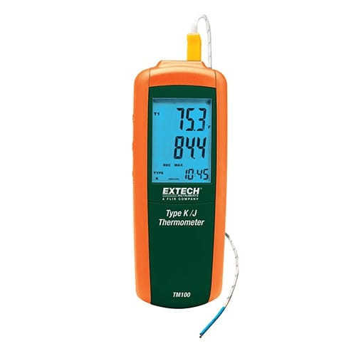 Extech TM100-NIST Type K/J Single Input Thermometer, includes NIST certificate
