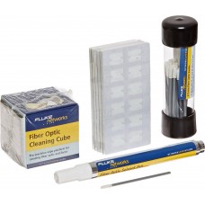 Fluke NFC-KIT-BOX, Essential Fiber Optic Cleaning Kit with Cube, Solvent Pen, Swabs and Cards