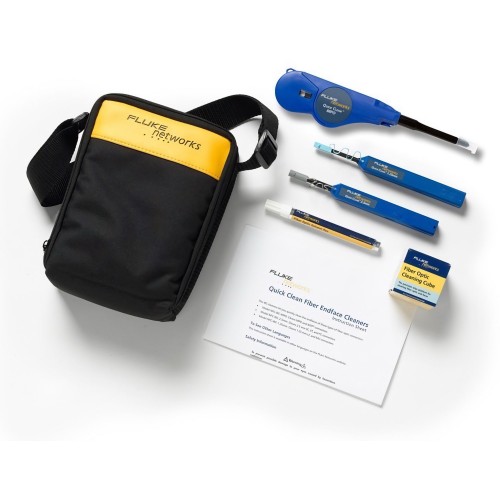 Fluke NFC-KIT-CASE-E, Enhanced Fiber Optic Cleaning Kit with Quick Clean Mechanical Cleaners and Soft Case