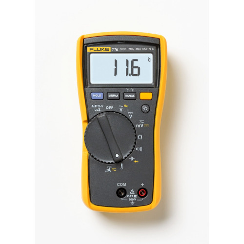 Fluke 116 TRMS Multimeter, 600V, 600µA AC/DC, 6000pt, Backlight, Temperature Fluke 116 TRMS Multimeter, 600V, 600µA AC/DC, 6000pt, Backlight, Temperature
