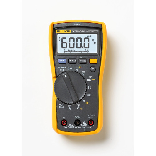Fluke 117 TRMS Multimeter, 600V, 10A AC/DC, 6000pt, Backlight, LoZ Fluke 117 TRMS Multimeter, 600V, 10A AC/DC, 6000pt, Backlight, LoZ