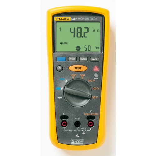 Fluke 1507 Insulation Tester, 50/100/250/500/1000V, 10GOhm, 200mA continuity