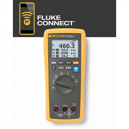 Fluke 3000FC TRMS Multimeter, 1000V, 400mA AC / DC, 6000pt, backlight, Fluke Connect Fluke 3000FC TRMS Multimeter, 1000V, 400mA AC / DC, 6000pt, backlight, Fluke Connect