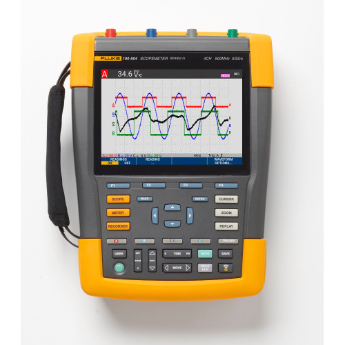 Fluke 190-504-III/S ScopeMeter Portable Oscilloscope, 4 Channels, 500MHz with SCC kit Fluke 190-504-III/S ScopeMeter Portable Oscilloscope, 4 Channels, 500MHz with SCC kit