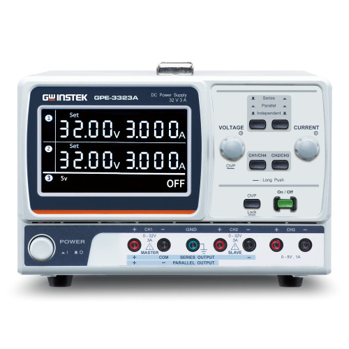 GW Instek GPE-3323A Linear DC Power Supply, 3 channels, 2 x 32V/3A, 5V/5A, 217W