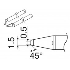 HAKKO A1388 - Hot Tweezer Tip for FX-8804/950 - 45° Angle - 0.5C - 2/Pack