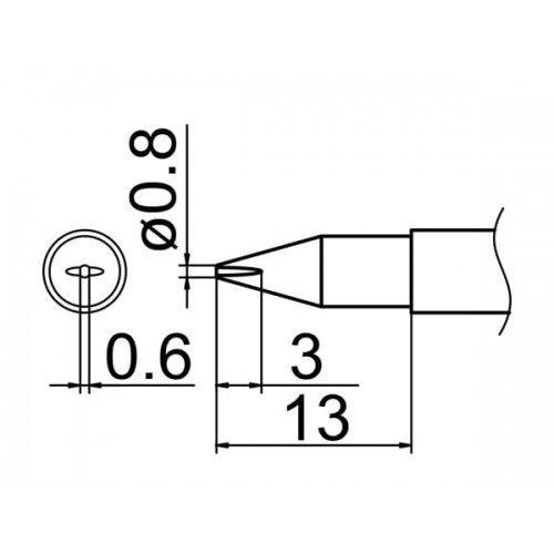 HAKKO T12-DL08 Soldering Tip Shape-0.8Dl For FM-2025. FM-2027. FM-2028. FX-9501