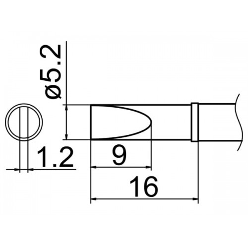HAKKO T12-DL52 Soldering Tip Shape-5.2Dl For FM-2025. FM-2027. FM-2028. FX-9501