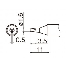 HAKKO T12-WD16 Soldering Tip Shape-1.6Wd For FM-2025. FM-2027. FM-2028. FX-9501