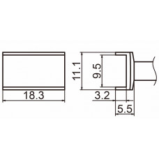 HAKKO T15-1003 Tunnel size 9.5x18.3 soldering tip for handpiece FM-2027 and FM-2028