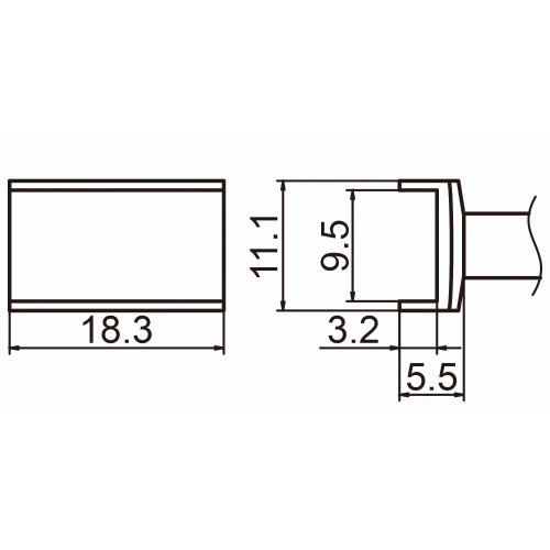 HAKKO T15-1003 Tunnel size 9.5x18.3 soldering tip for handpiece FM-2027 and FM-2028