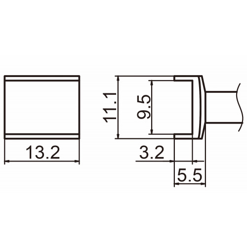 HAKKO T15-1005 Tunnel size 9.5x13.2 soldering tip for handpiece FM-2027 and FM-2028