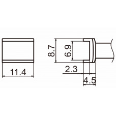 HAKKO T15-1006 Tunnel size 6.9x11.4 soldering tip for handpiece FM-2027 and FM-2028