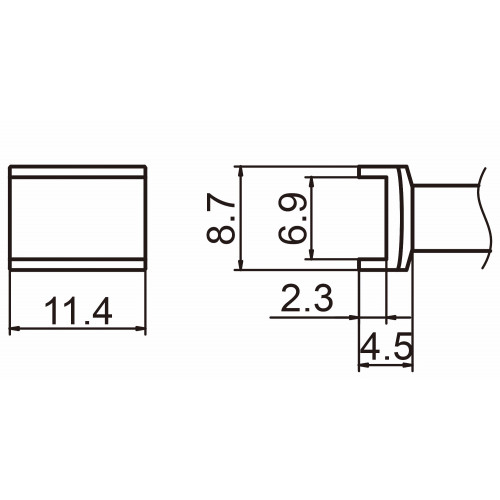 HAKKO T15-1006 Tunnel size 6.9x11.4 soldering tip for handpiece FM-2027 and FM-2028