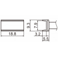 HAKKO T15-1007 Tunnel size 7.9x18.8 soldering tip for handpiece FM-2027 and FM-2028