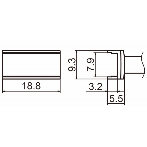 HAKKO T15-1007 Tunnel size 7.9x18.8 soldering tip for handpiece FM-2027 and FM-2028