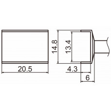 HAKKO T15-1009 Tunnel size 13.4x20.5 soldering tip for handpiece FM-2027 and FM-2028