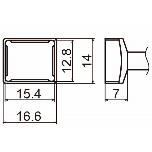 HAKKO T15-1210 Quad size 15.4x12.8 soldering tip for handpiece FM-2027 and FM-2028