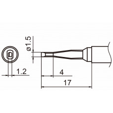 HAKKO T15-1603 Shape-Long reach chisel soldering tip for handpiece FM-2027 and FM-2028