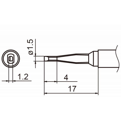 HAKKO T15-1603 Shape-Long reach chisel soldering tip for handpiece FM-2027 and FM-2028