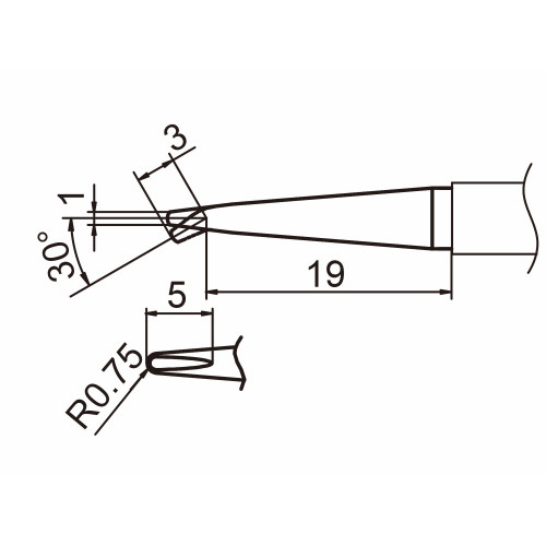 HAKKO T15-1605 Shape-Long reach bent chisel soldering tip for handpiece FM-2027 and FM-2028 HAKKO T15-1605 Shape-Long reach bent chisel soldering tip for handpiece FM-2027 and FM-2028