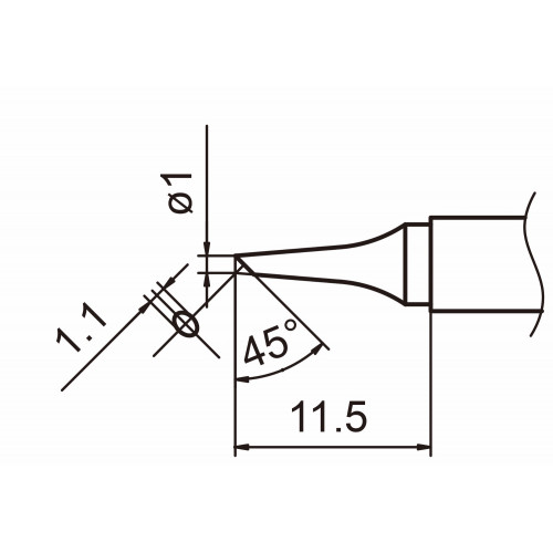 HAKKO T15-BC1 Shape-1BC soldering tip for handpiece FM-2027 and FM-2028