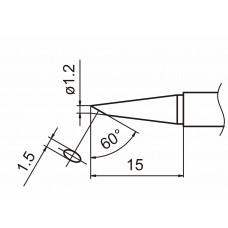 HAKKO T15-BC12 Shape-1.2BC soldering tip for handpiece FM-2027 and FM-2028