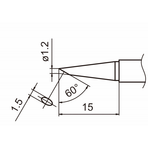 HAKKO T15-BC12 Shape-1.2BC soldering tip for handpiece FM-2027 and FM-2028 HAKKO T15-BC12 Shape-1.2BC soldering tip for handpiece FM-2027 and FM-2028